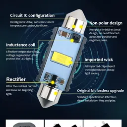 bkn BKN® C5W C10W LED Bulb 31mm Universal Car Interior Ultra Super Bright Roof Light Reading Dome Bulb Lamp with Festoon Holder (White, 2pcs) image 3