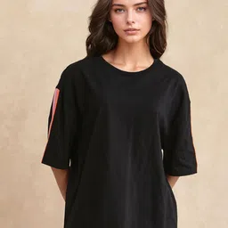 RAREISM Women Striped Drop-Shoulder Sleeves T-shirt-image-6