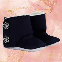 Coco Candy Flower Stone Embellished Fur Shoes Style Booties-Blue-image-14