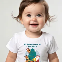 KNITROOT Christmas Theme Half Sleeves Fav Christmas Eve Printed Tee - White-picture-23