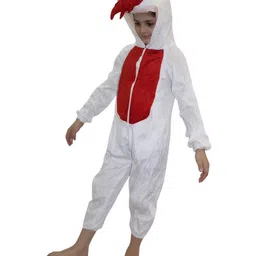 Kaku Fancy Dresses Cock Bird Theme Costume Set - White & Red-image-59