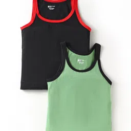 Bodycare Cotton Knit Sleeveless Solid Colour Vests - Black & Light Green-picture-15