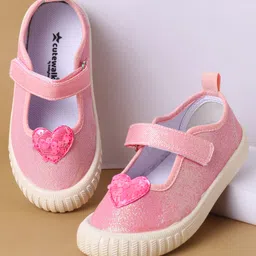 Cute Walk by Babyhug Velcro Closure Casual Shoes with Sequin Heart Applique - Fuchsia-picture-13