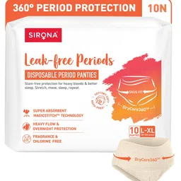 SIRONA Disposable Period Pants for Women (L - XL) 360 Protection Leak Proof Design Pack of 10 - White-image-20