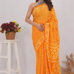 Vanedik Floral Pure Cotton Block Print Saree-picture-12