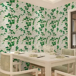 INDIAN ROYALS Green & Cream Leaves Printed Self-Adhesive & Durable Wall Sticker-image-52