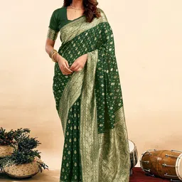 SANISA Paisley Zari Silk Blend Handloom Saree-image-67