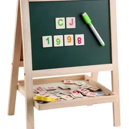 NEGOCIO Double-sided Kids Drawing Board - Adjustable Standing Easel & Chalkboard Holder- Pack of 1- Color May Vary image 2
