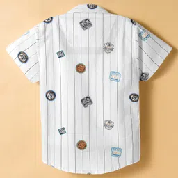 Dapper Dudes Half Sleeves Badge Printed Shirt With Attached Tee - Green image 3