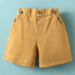 ToffyHouse Poplin Woven Half Sleeves Shirt & Short Set with Bow & Suspender with Cursive Text Print - Yellow & White image 4