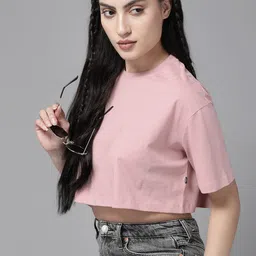 The Roadster Lifestyle Co. Drop-Shoulder Sleeves Pure Cotton Super Crop  Easy Boxy T-shirt-picture-33