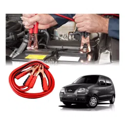 Auto Pearl 2.29 m (7.5 Ft) 500 A Heavy Duty Booster Anti Tangle Battery Jumper Cable for Santro (Pack of 2)-image-53