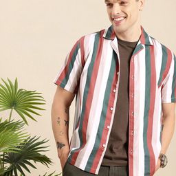 Mast & Harbour Striped Cuban Collar Casual Shirt-picture-35
