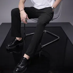 SOKO STREET Men Self Striped Trousers-image-5