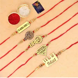 Silver Shine 5 Combo Rakhi with Roli Chawal and Greeting Card-picture-50