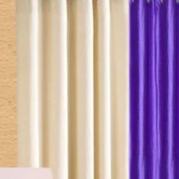 BELLA TRUE Cream-Coloured & Purple 3 Pieces Black Out Long Door Curtains image 2
