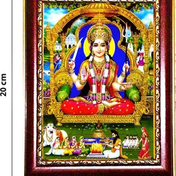 SUNINOW Gold-Toned & Red Jai Santoshi Maa Wooden Religious Photo Frame image 2