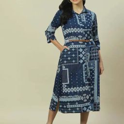Rangriti Blue Printed Shirt Dress-picture-40