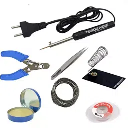 TECHDELIVERS 25 W Soldering Iron Kit Set Combo, Cutter, Stand, Desoldering Wick, Soldering Wire, Soldering Paste, Tweezer image 1