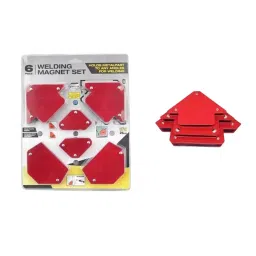 TileMaster Multi-Angle Magnetic Welding Clamp Set 45°, 90° & 135° 15 mm Throat Depth Mild Steel Red, TM-25 (Set of 6)-picture-45