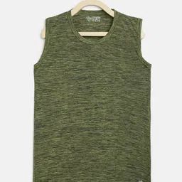 CHIMPRALA Boys Olive Green Solid Round Neck Sleeveless Vest Sports T-shirt-picture-36