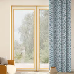 haus & kinder Ornate Symphony Blue & White Embroidered Room Darkening Door Curtain-picture-40