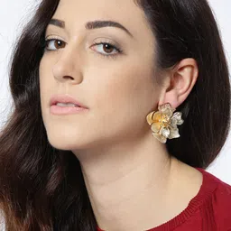 OOMPH Gold-Plated Handcrafted Floral Drop Earrings-picture-40