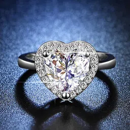 Jewels Galaxy Silver Plated Crystal Studded Heart Shape Anti Tarnish Finger Ring-picture-15