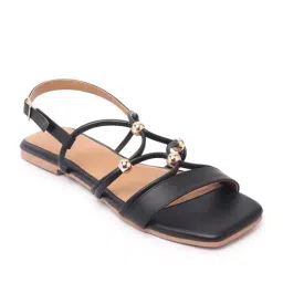 Carlton London Women's Black Back Strap Sandals image 2