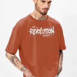 MaverIQ Men Typography Printed Round Neck Cotton Oversized T-shirt-picture-30