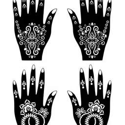 VOORKOMS Set Of 2 Mehndi Stencil Sticker Designs With Detailed Floral & Leaf-image-62