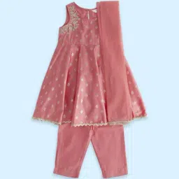 Akkriti by Pantaloons Kids Pink Embroidered Kurta Set-picture-33