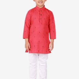 Pro-Ethic Style Developer Kids Pink & White Printed Full Sleeves Kurta with Pyjamas-picture-48