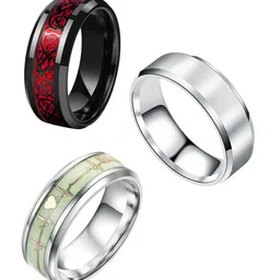MEENAZ Men Pack of 3 Silver Plated Rings-picture-29