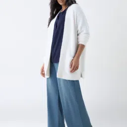 Gia by Westside Off-White Fleece-Textured Shrug image 3