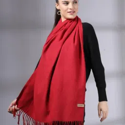 Mafadeny Maroon Regular Fit Self Design Stole image 3