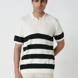 R&B Men Striped Round Neck Cotton T-shirt image 1
