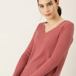 DressBerry V-Neck Ribbed Acrylic Pullover-image-7