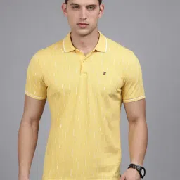 Louis Philippe Sport Yellow Slim Fit Cotton Polo T-Shirt-image-10