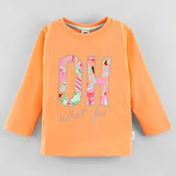 Teddy Cotton Knit Full Sleeves T-Shirt Text Print - Orange-picture-16