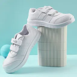 Liberty Solid Velcro Closure School Shoes - White-picture-41