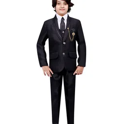 BT DEZINES 5 Piece Full Sleeves Solid Coat Pant Suit  - Black-picture-12