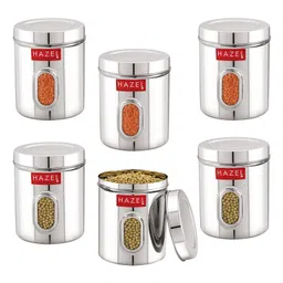 HAZEL Steel Kitchen Storage Containers Tranparent Air Tight Containers for Storage, 1000 ML, Set of 6-picture-10
