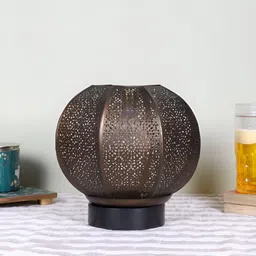 Devansh Black Textured Metal Traditional Spherical Table Lamp image 1