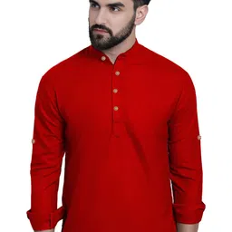 BHUVIKOO Mandarin Collar Roll Up Sleeves Kurta-picture-10