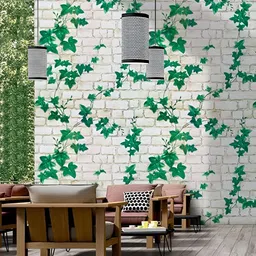 SEKHMET Green & White Leaf Printed Wall Sticker image 3