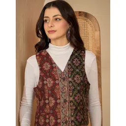 all about you Women Floral Woven with Embroidered Jacket image 2