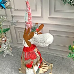 Little Surprise Box Grey & Red Deer on Snow Sledge Christmas Home Decoration image 2