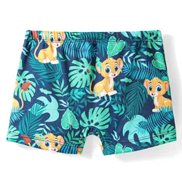 Babyhug Above Knee Length Water Repellant Swimming Trunk With Lion & Leaves Print - Green image 2