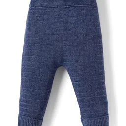 Babyhug Knit Full Length Woollen Pant With Text Embroidery - Blue image 2